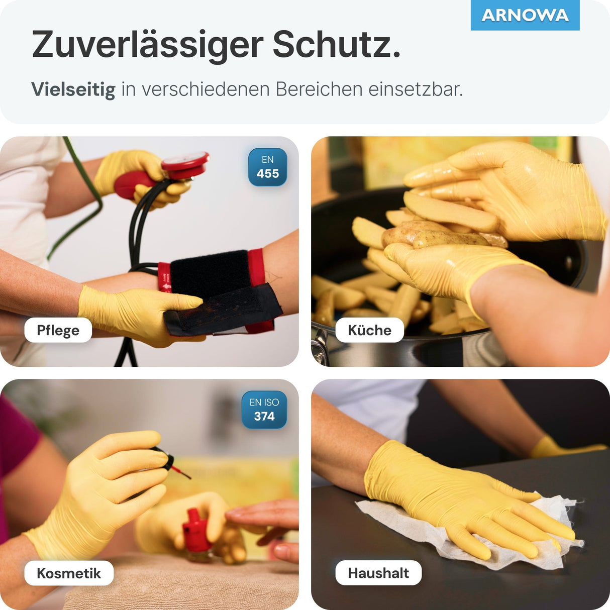 ARNOMED Einweghandschuhe Nitril Gelb (Sunflower Yellow) für Pflege, Küche, Kosmetik und Haushalt.