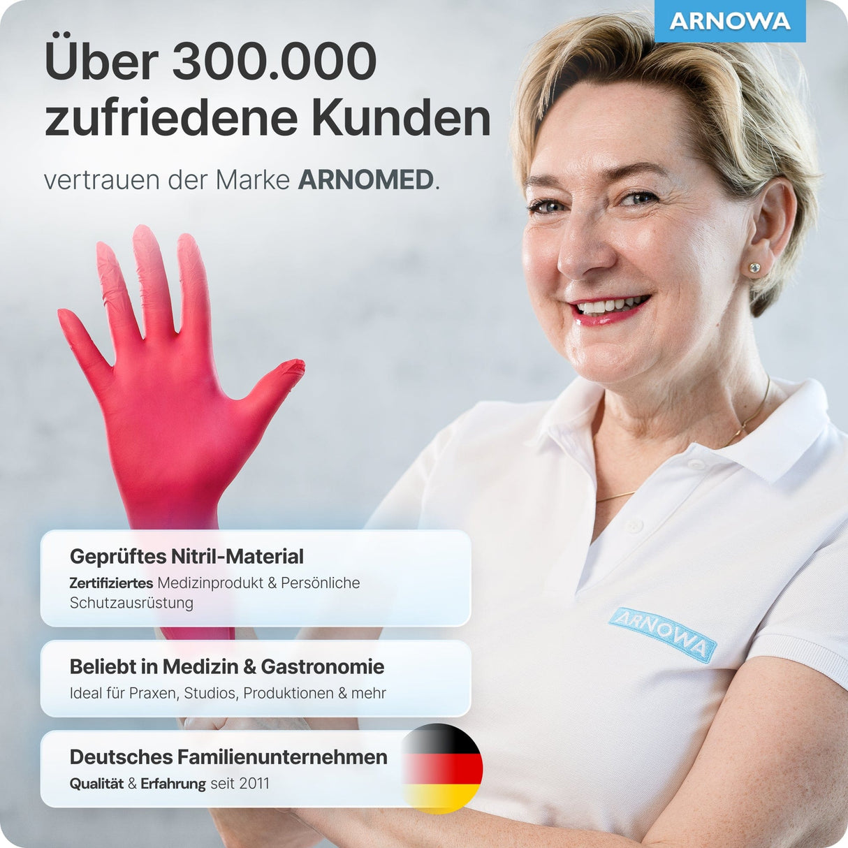 ARNOMED Einweghandschuhe Nitril Rot (Lava Red) - Über 300.000 zufriedene Kunden und geprüfte Qualität.
