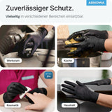 ARNOMED Einweghandschuhe Nitril Schwarz in verschiedenen Einsatzbereichen: Werkstatt, Küche, Kosmetik, Haushalt.