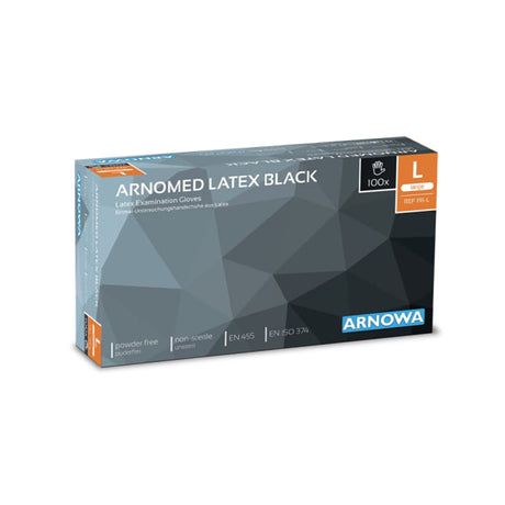 ARNOMED Latex Black Einmalhandschuhe, puderfrei, schwarz 1 Packung (100 Stück), L