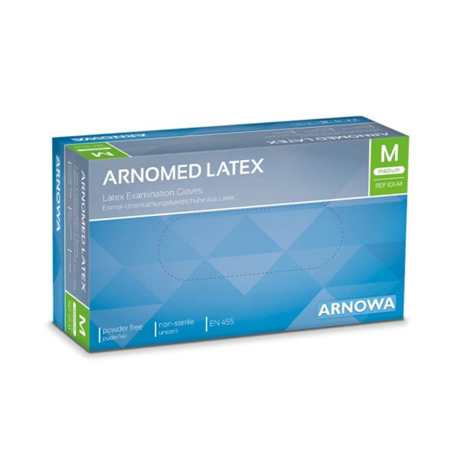 ARNOMED Latex PF Einmalhandschuhe, puderfrei, natur M / Packung (100 Stück)