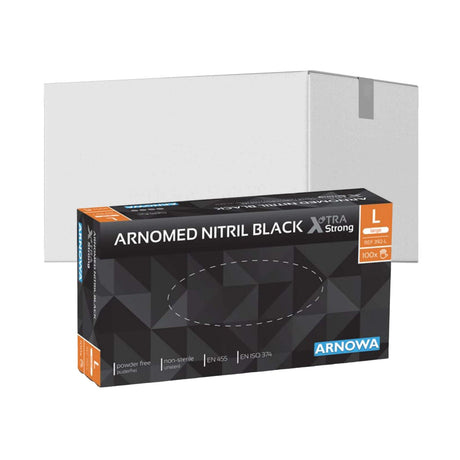 ARNOMED Nitril Black XTRA STRONG Einmalhandschuhe, schwarz L / Karton (10 Packungen × 100 Stück)