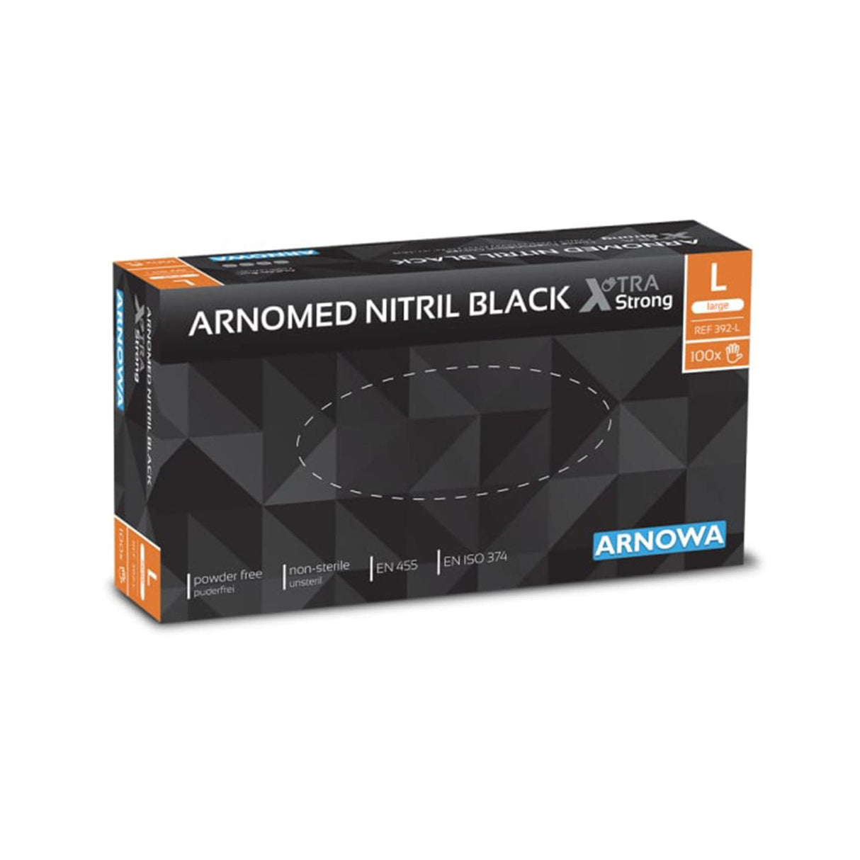 ARNOMED Nitril Black XTRA STRONG Einmalhandschuhe, schwarz L / Packung (100 Stück)