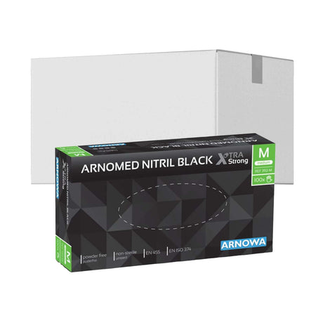 ARNOMED Nitril Black XTRA STRONG Einmalhandschuhe, schwarz M / Karton (10 Packungen × 100 Stück)