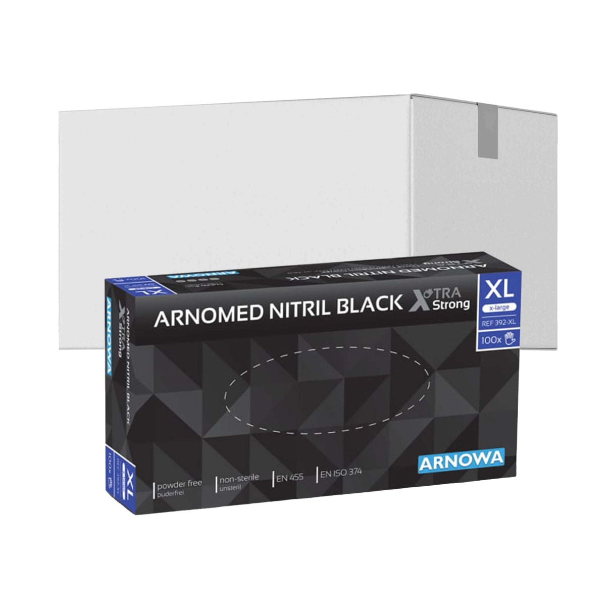 ARNOMED Nitril Black XTRA STRONG Einmalhandschuhe, schwarz XL / Karton (10 Packungen × 100 Stück)