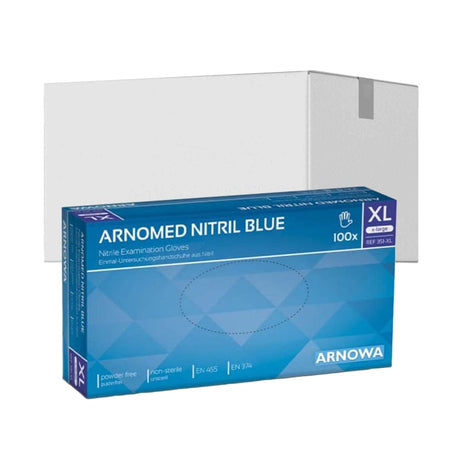 ARNOMED Nitril Blue Einmalhandschuhe, puderfrei, blau XL / Karton (10 Packungen × 100 Stück)