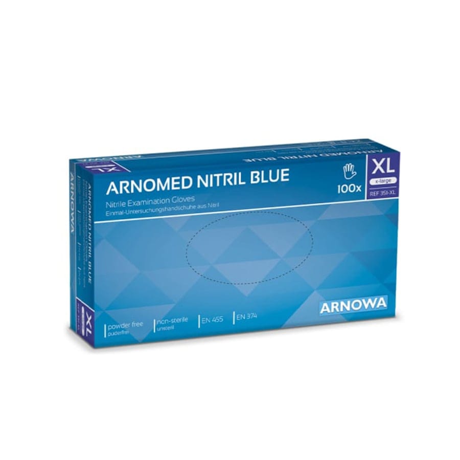 ARNOMED Nitril Blue Einmalhandschuhe, puderfrei, blau XL / Packung (100 Stück)