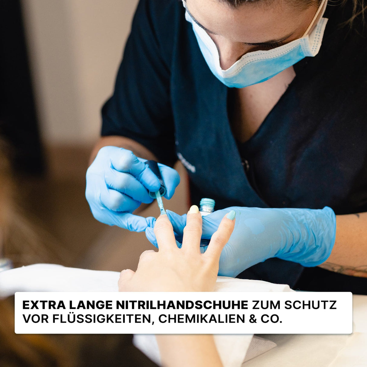 ARNOMED Nitril Blue XTRA LONG Einmalhandschuhe, puderfrei, blau