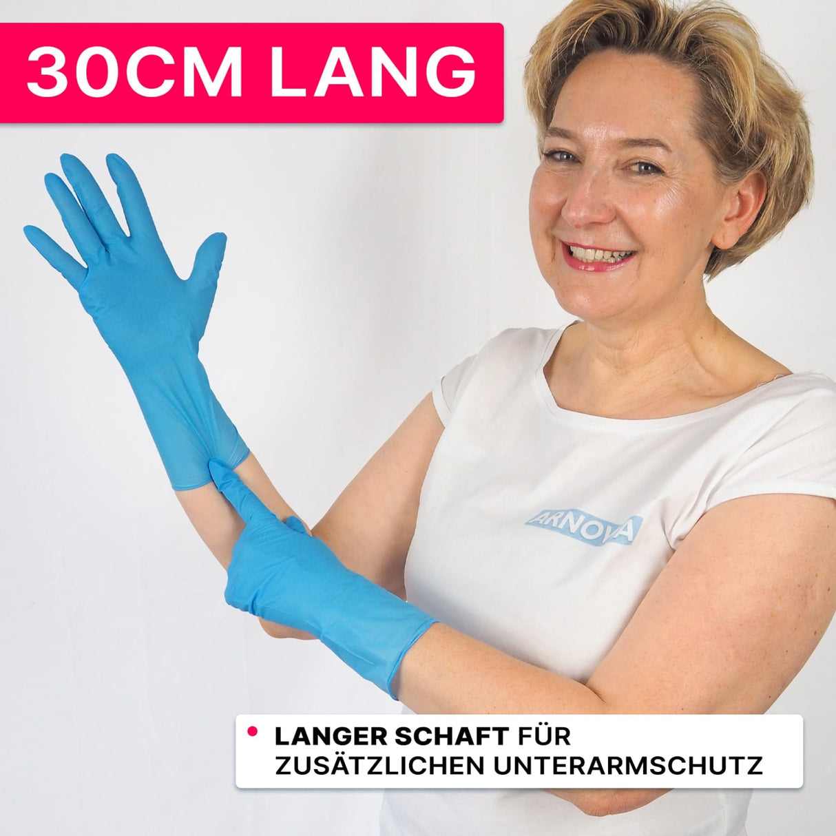 ARNOMED Nitril Blue XTRA LONG Einmalhandschuhe, puderfrei, blau