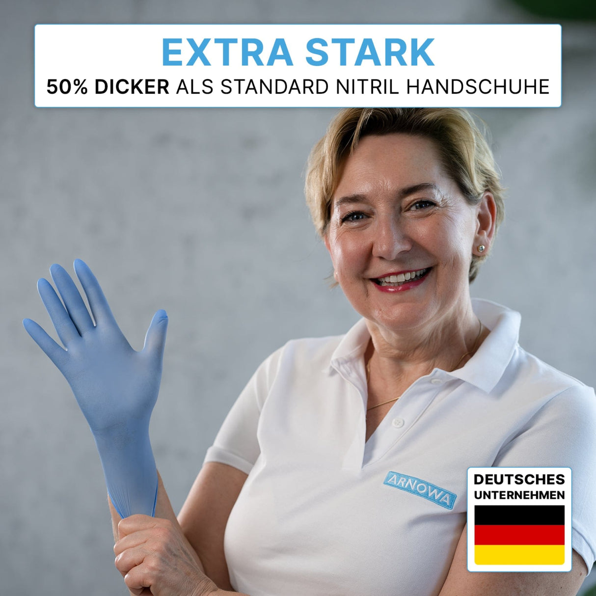 ARNOMED Nitril Blue XTRA STRONG Einmalhandschuhe, puderfrei, blau