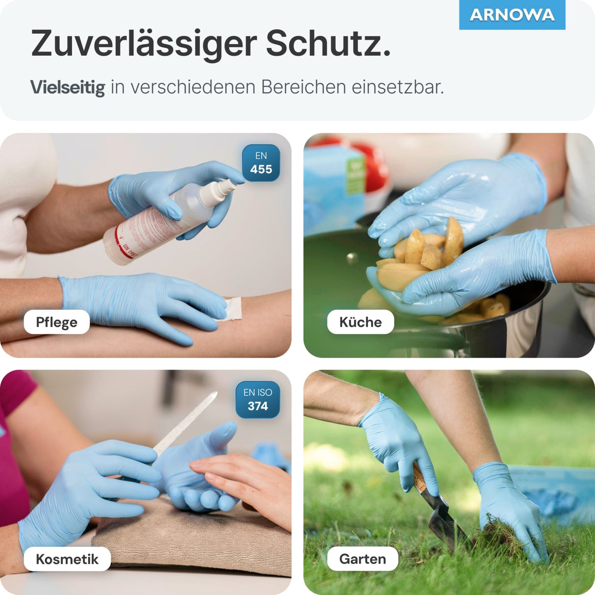 ARNOMED Nitril Ice Blue Einmalhandschuhe, puderfrei, hellblau