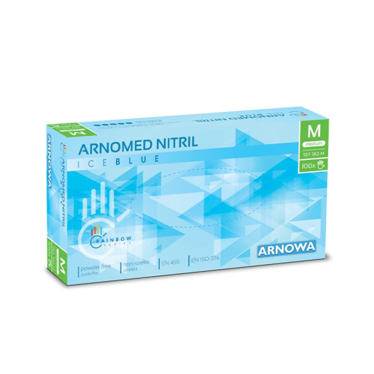 ARNOMED Nitril Ice Blue Einmalhandschuhe, puderfrei, hellblau M / Packung (100 Stück)