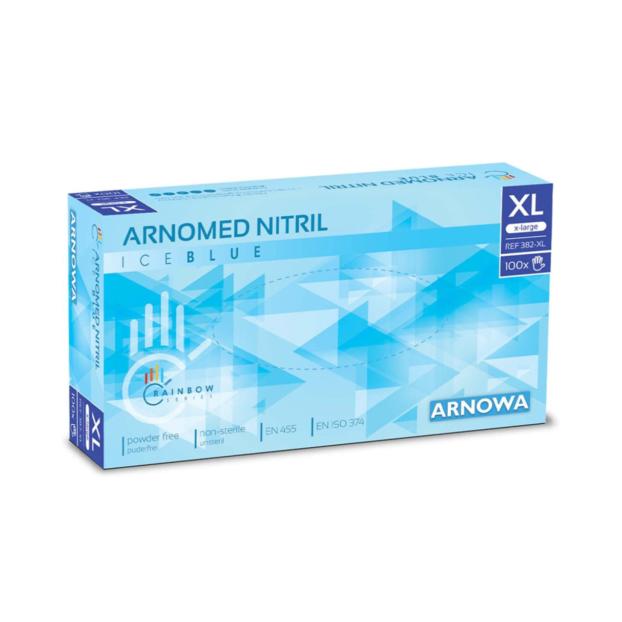 ARNOMED Nitril Ice Blue Einmalhandschuhe, puderfrei, hellblau XL / Packung (100 Stück)