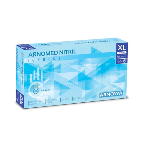 ARNOMED Nitril Ice Blue Einmalhandschuhe, puderfrei, hellblau XL / Packung (100 Stück)