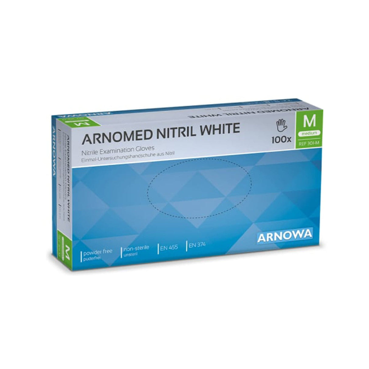 ARNOMED Nitril White Einmalhandschuhe, puderfrei, weiß M / Packung (100 Stück)