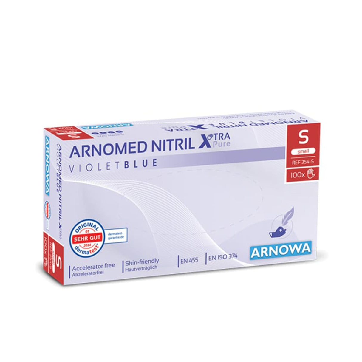 ARNOMED Nitril XTRA PURE Einmalhandschuhe, puderfrei, violett 1 Packung (100 Stück), S