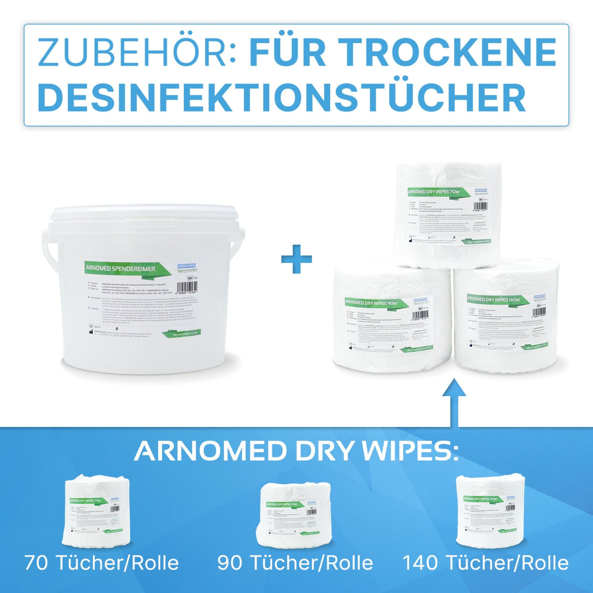 ARNOMED Spendereimer für trockene Vliestücher, weiß