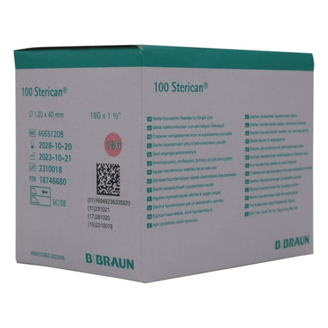 B. Braun Sterican® Kanülen kurzschliff G 18 x 40 mm (Ø 1,2 mm, rosa) – 100 Stück