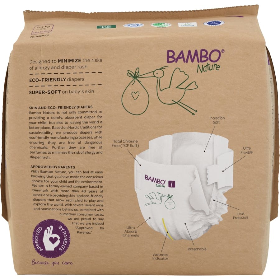 Bambo® Nature Windeln, Größe 1, 2-4 kg