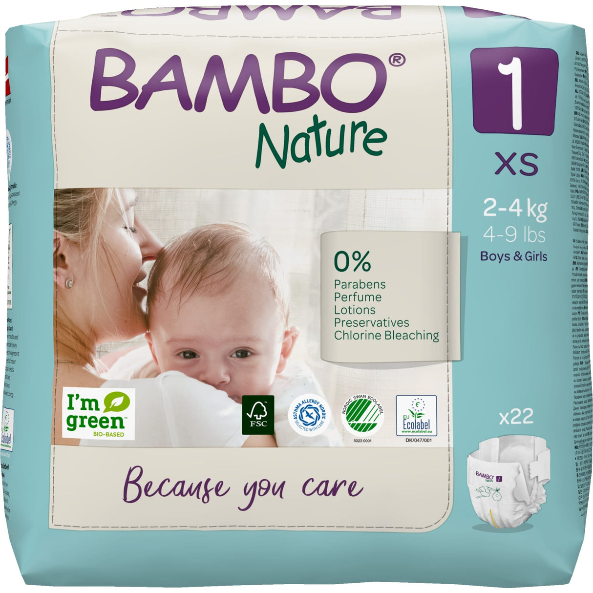 Bambo® Windeln Nature Größe 1, 2–4 kg, 1 Packung, 22 Windeln
