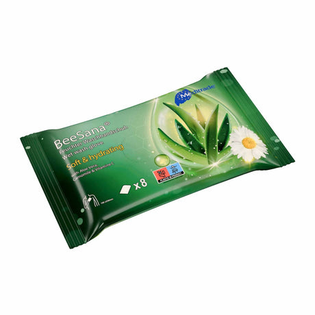 BeeSana® feuchter Waschhandschuh, gebrauchsfertig 1 Packung (8 Stück)