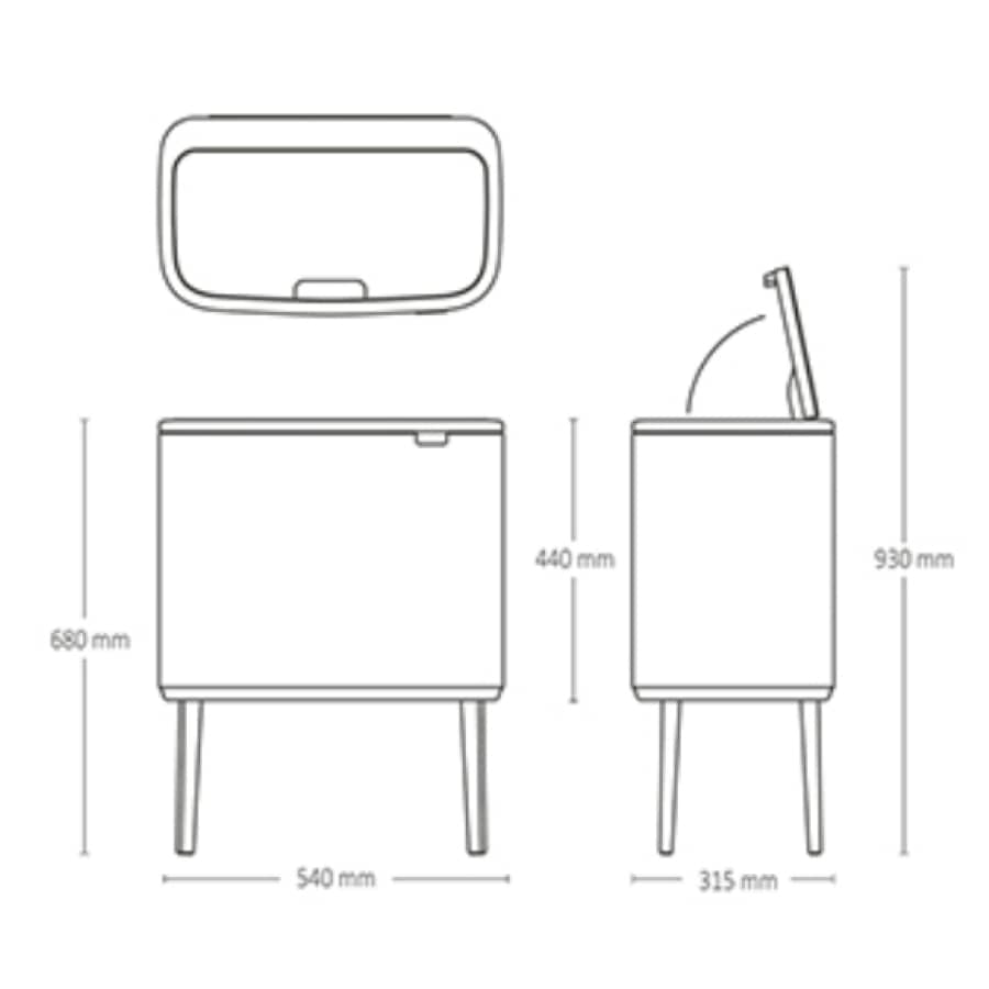 Brabantia Bo Touch Bin Abfalleimer, 11 + 23 Liter