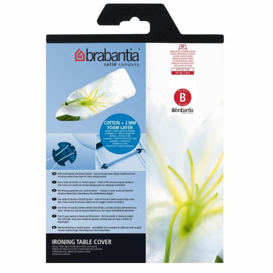 Brabantia Ersatz-Bügeltischbezug Größe B, 124 x 38 cm, Baumwolle, 2 mm Polster