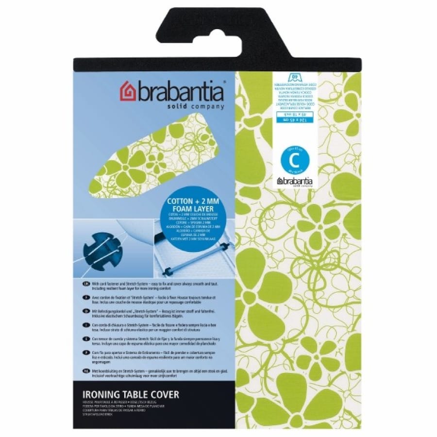 Brabantia Ersatz-Bügeltischbezug Größe C, 124 x 45 cm, Baumwolle, 2 mm Polster Gemischt (farbig sortiert)