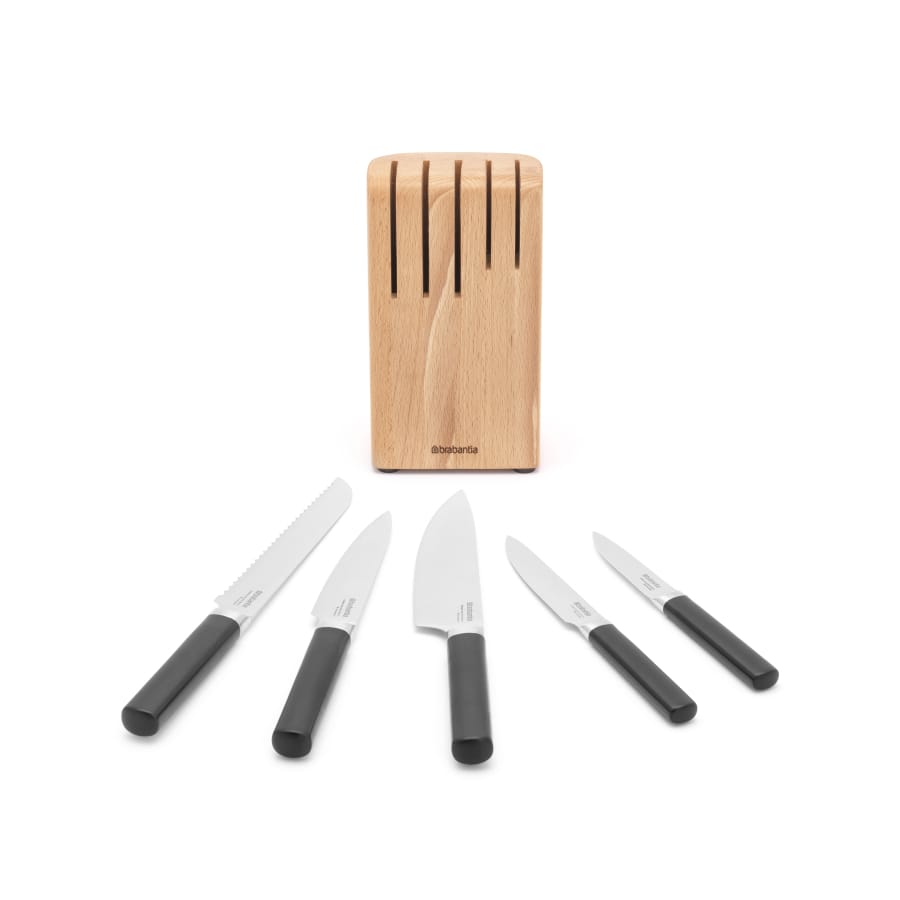 Brabantia Profile Messerblock aus Holz mit 5 Messern, 6-teilig