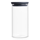 Brabantia stapelbarer Glasbehälter, transparent / grau 1,1 Liter