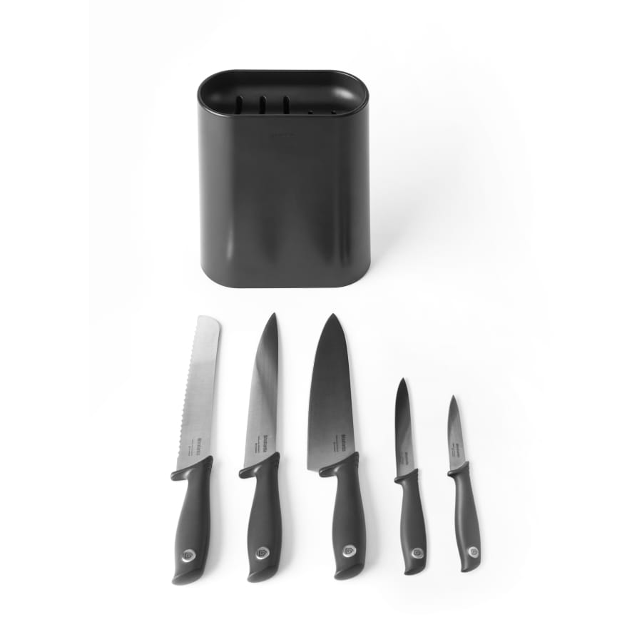 Brabantia TASTY+ Messerblock mit 5 Messern, 6-teilig, Dark Grey