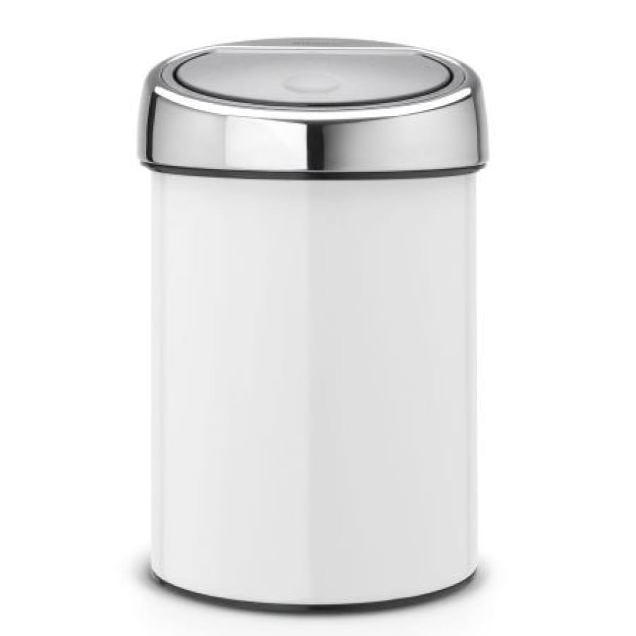 Brabantia Touch Bin Abfallbehälter, 3 Liter, zweifarbig mit Edelstahldeckel weiß