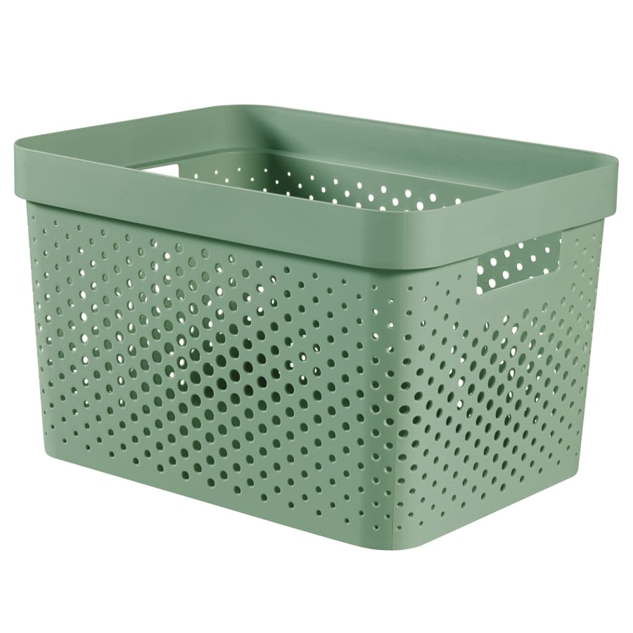 Curver INFINITY RECYCLING Box mit Lochmuster 17 Liter, kiefergrün