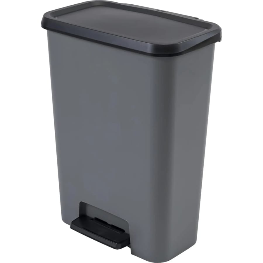 Curver Mülleimer Küche COMPATTA DUO 2 x 23 Liter, grau/schwarz