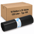 DEISS PREMIUM Abfallsack 120 Liter schwarz, ca.2300 g/Rolle, T100 1 Karton = 10 Rollen = 250 Säcke