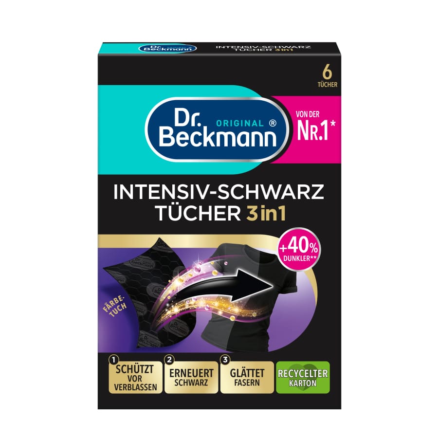 Dr. Beckmann Intensiv-Schwarz Tücher 3in1 Färbetuch