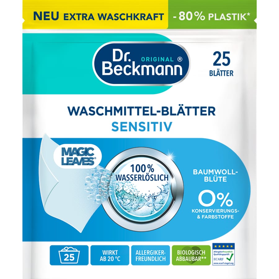 Dr. Beckmann Waschmittelblätter Sensitiv Baumwollblüte 25 Blätter