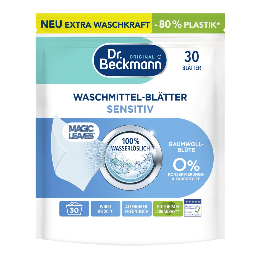 Dr. Beckmann Waschmittelblätter Sensitiv Baumwollblüte 30 Blätter