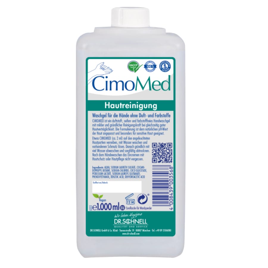 Dr. Schnell CIMOMED Parfümfreies Waschgel 1 Liter Euroflasche