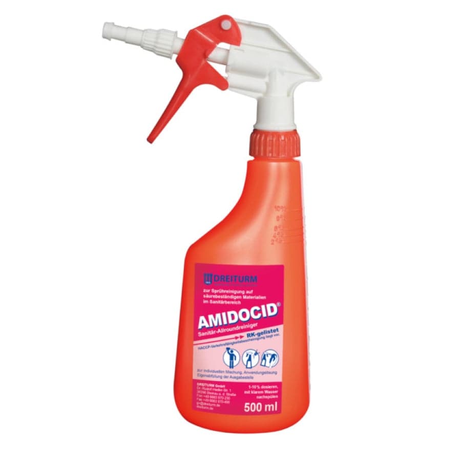 Dreiturm Sprühflasche mit Schaumkanone Amidocid, leer