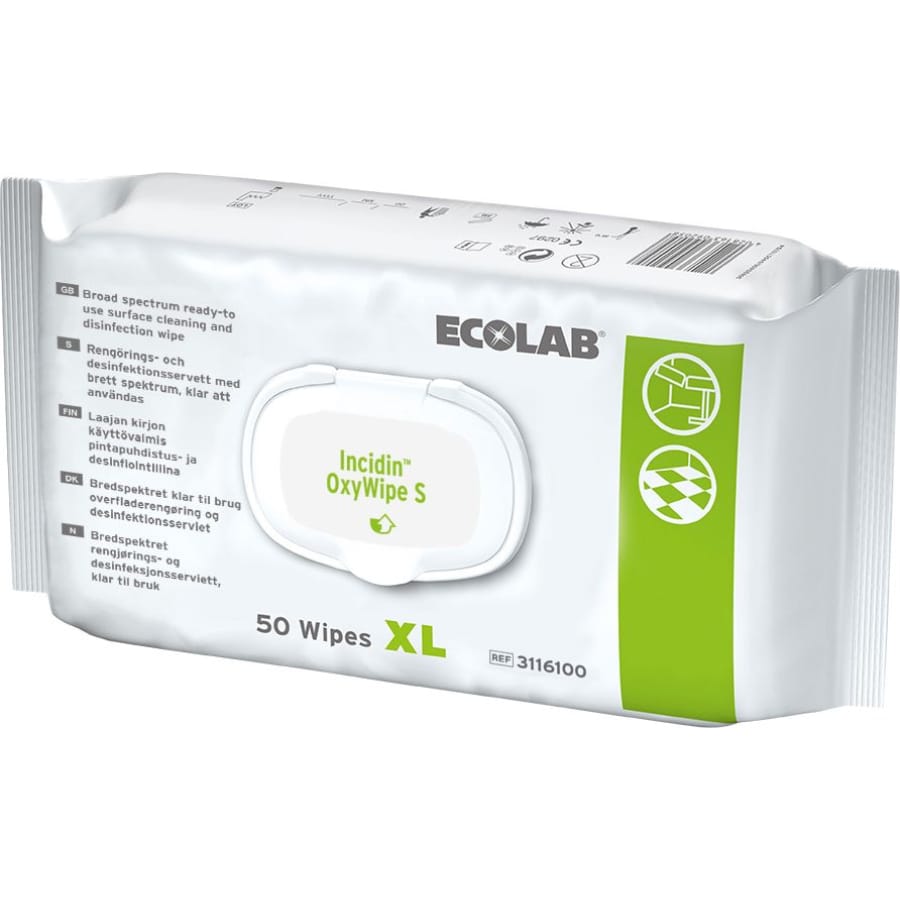 ECOLAB Incidin OxyWipe S XL Reinigungs- und Desinfektionstücher 50 Tücher