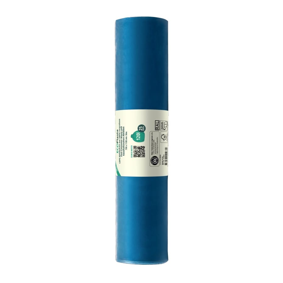 ECOPlasta Müllsack 120 L, blau, Typ 60, 33 my 1 Rolle = 25 Stück