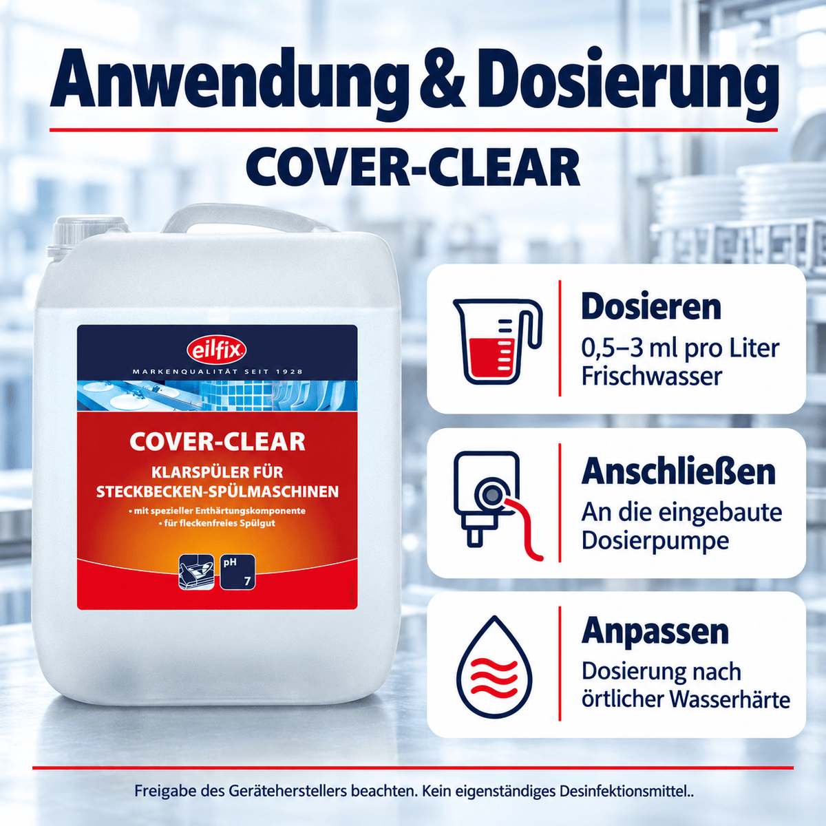 EILFIX COVER-CLEAR Klarspüler für Steckbecken-Spülmaschinen