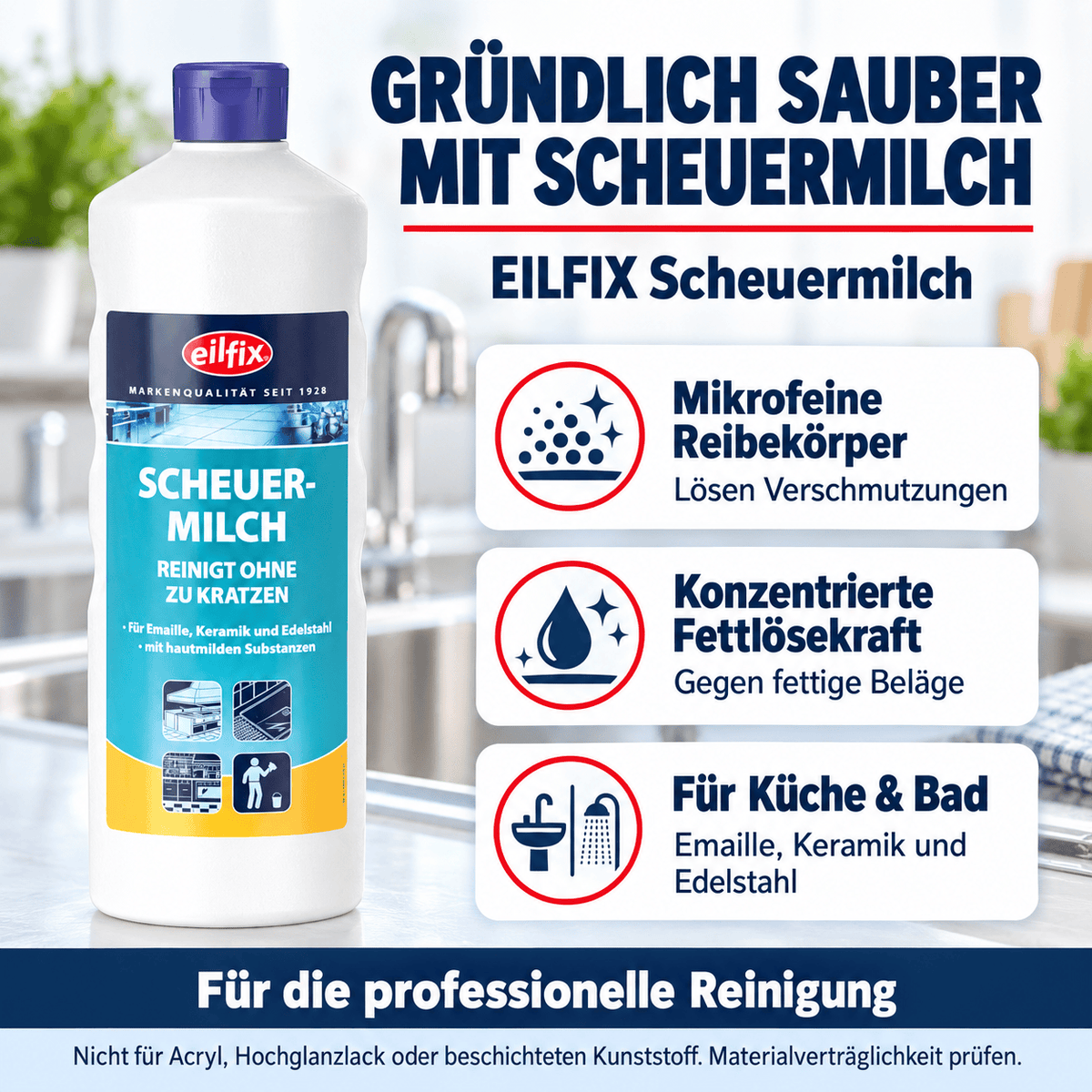 EILFIX SCHEUERMILCH reinigt ohne zu kratzen