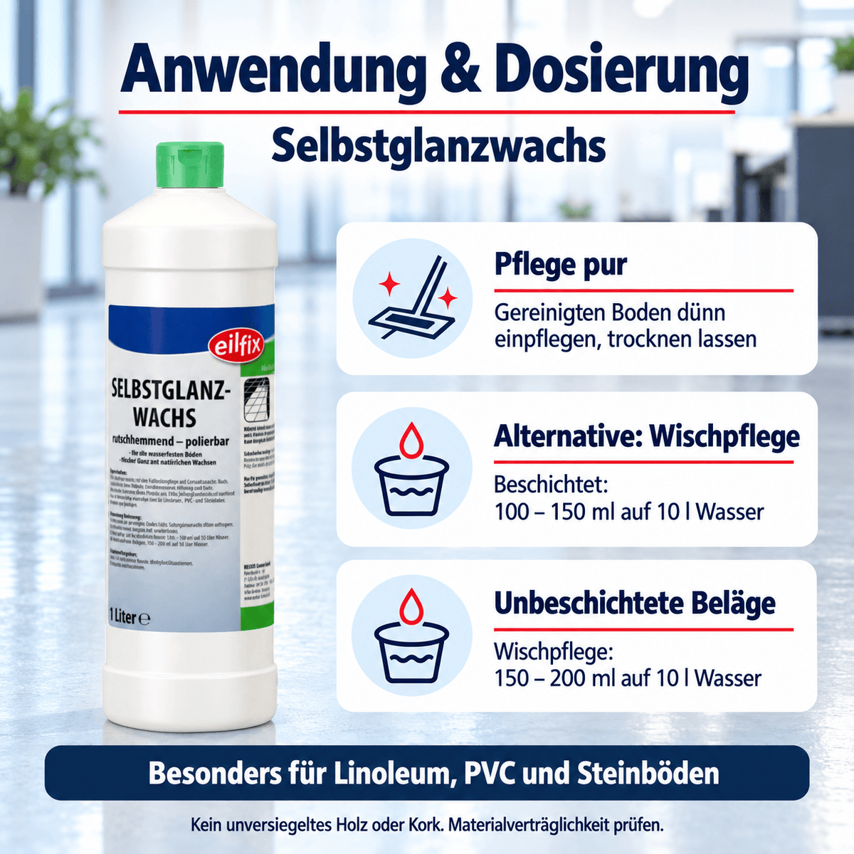 EILFIX SELBSTGLANZWACHS polierbar, rutschhemmend