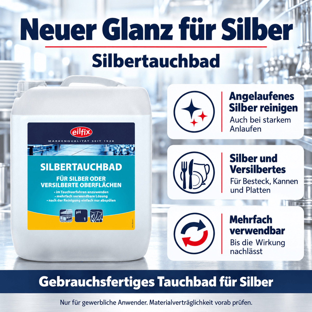 EILFIX Silbertauchbad / Silberreiniger für Silber oder versilberte Oberflächen