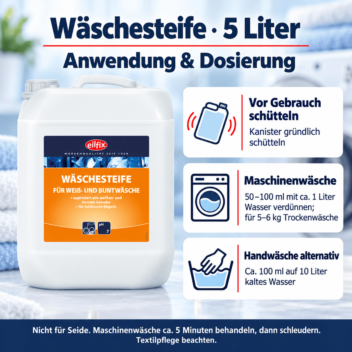 EILFIX WÄSCHESTEIFE für Waschmaschinen und Handwäsche 5 Liter Kanister