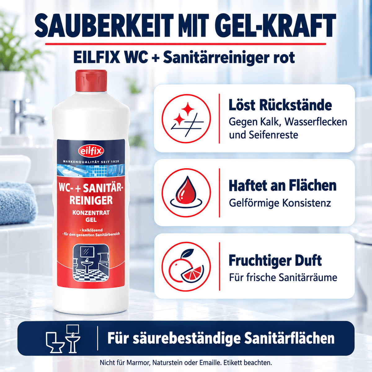 EILFIX WC + SANITÄRREINIGER (WC-Rot) Konzentrat Gel