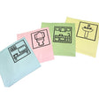 floorstar Microfasertücher Supersonic mit Piktogramm in Blau, Grün, Rot und Gelb