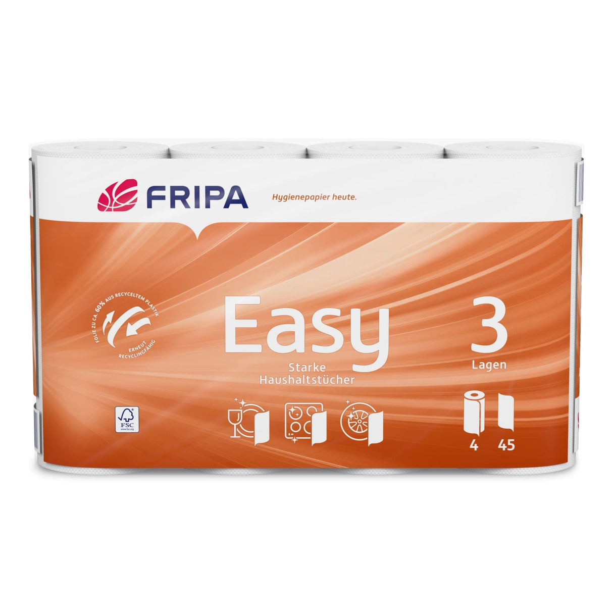 Fripa Easy Küchenrolle, 3-lagig 1 Packung = 4 Rollen à 45 Blatt